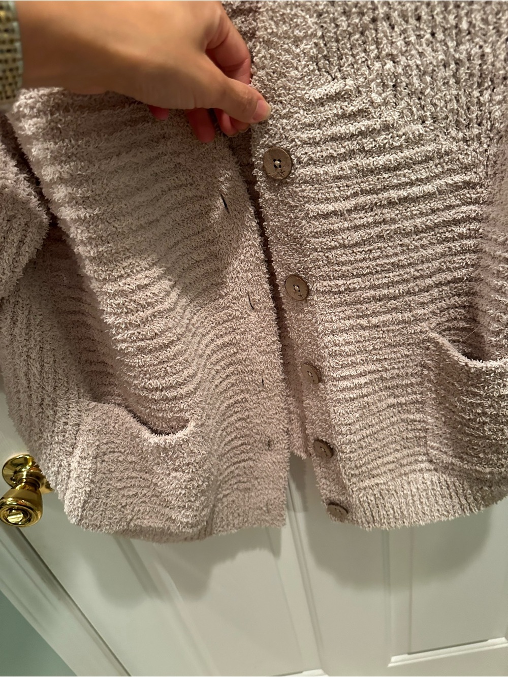 Barefoot Dreams Bouclé Button Cardigan Sweater - Cream - Picture 5 of 6